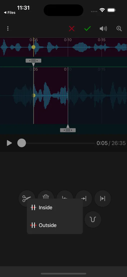 Trim any part of the audio